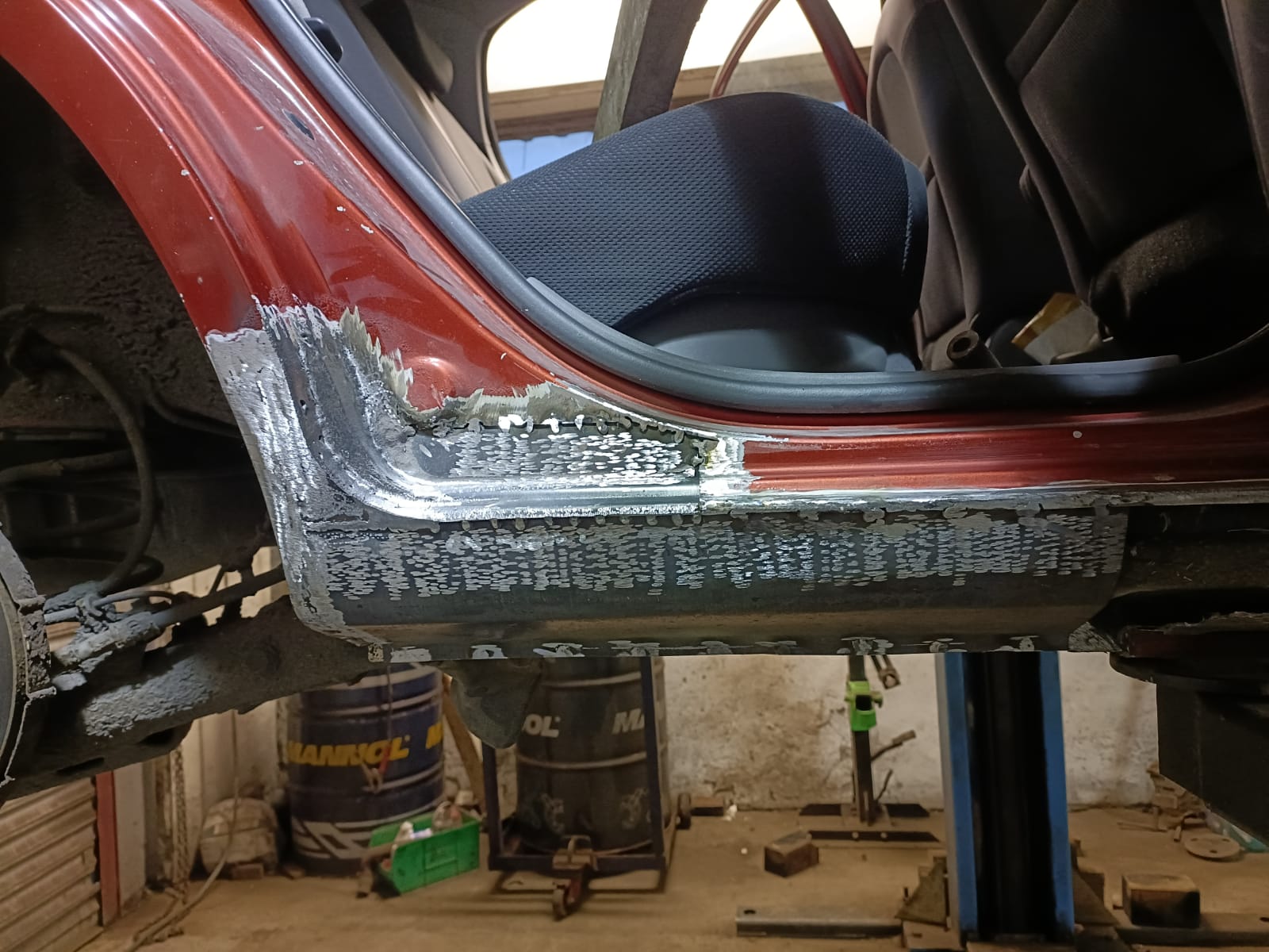 Rotten metal cut out ready for new panels