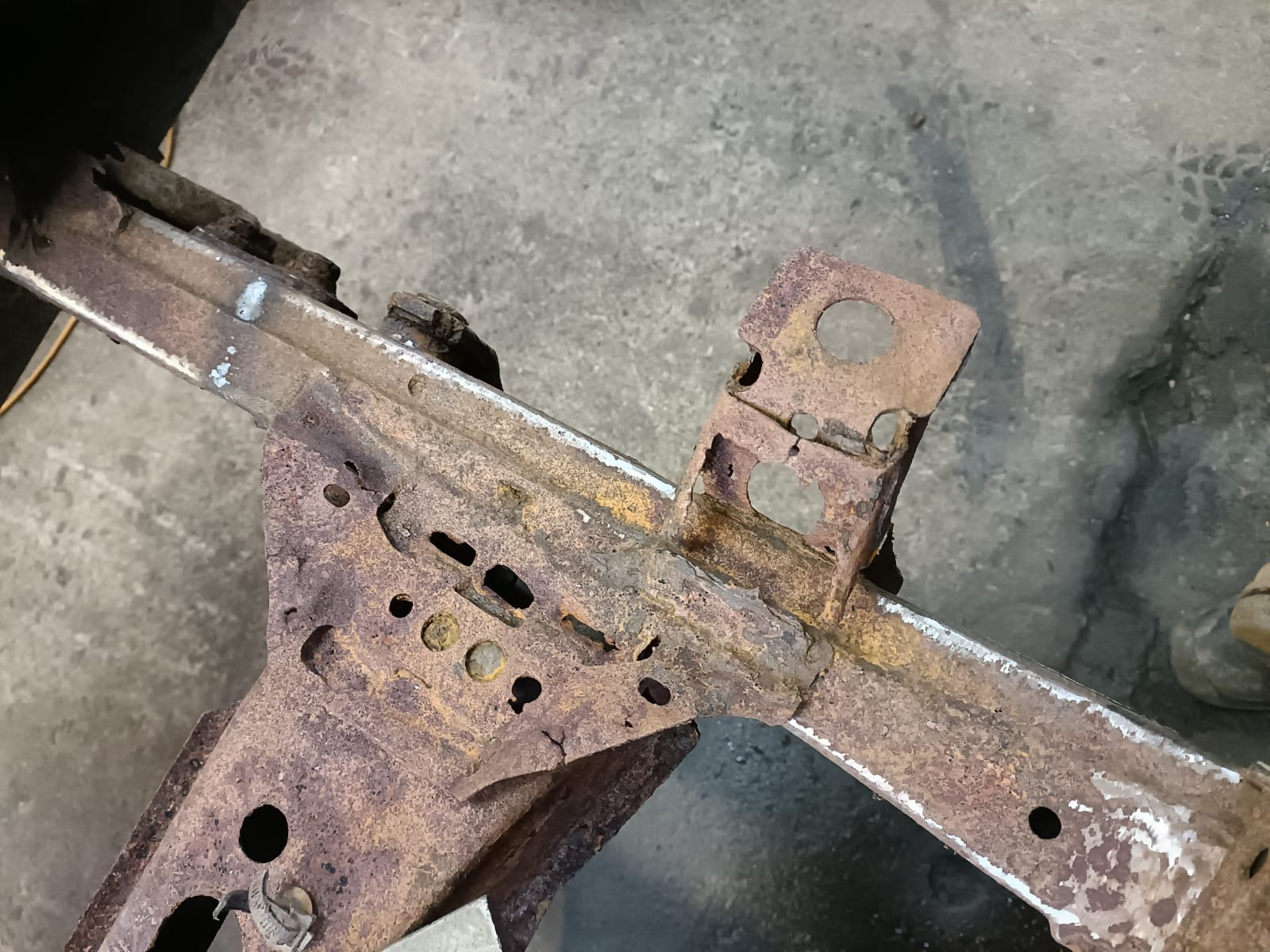 Rotten sections being cut out